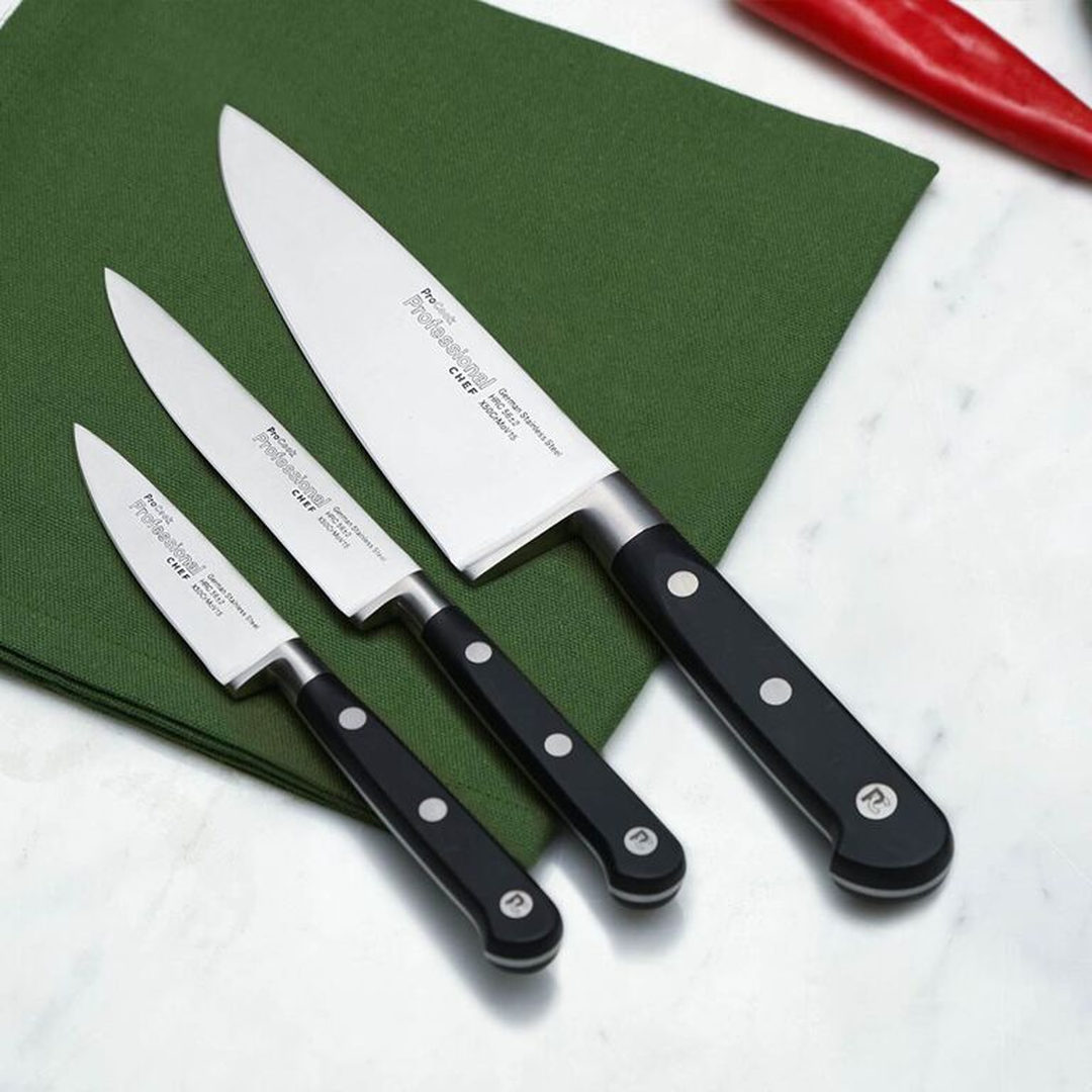 بندانگشتی ست چاقوی آشپزخانه ۳ عددی فولادی پروکک (ProCook)